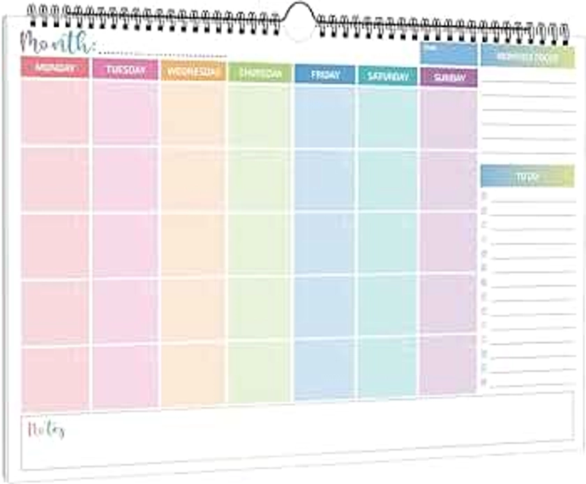 BIROYAL Large A3 Weekly Planner Pad - Monthly Weekly Wall Planner Calendar for 2024 any year with 16 Undated Sheets(16.9"×11") - Double-Spiral Academic Planner Pad, Schedule For Family School Office