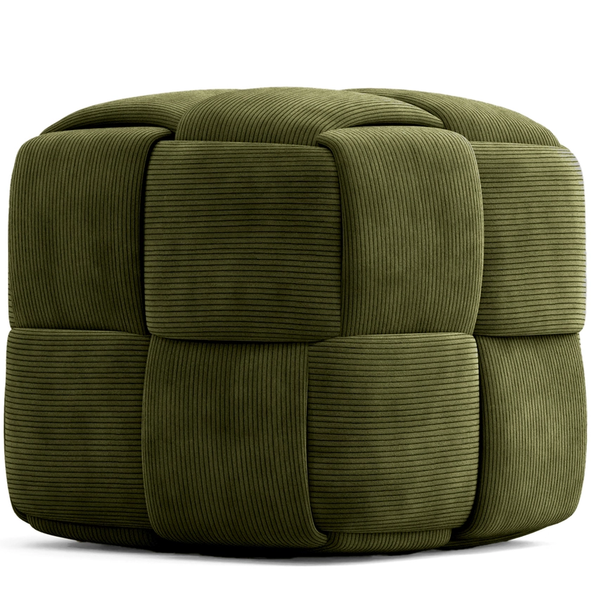 Pouf Carré Tapissé en Velours Côtelé - Design Moderne - Dice