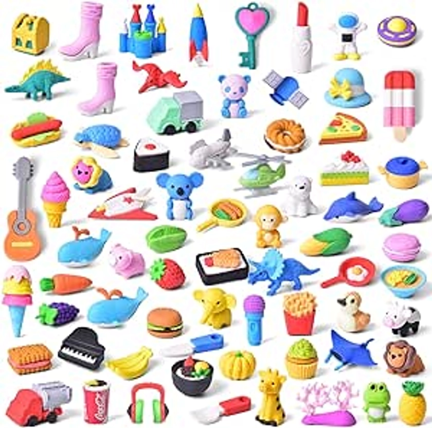 FUN LITTLE TOYS 72 PCS Erasers for Kids Mini Fun Food Animal Pencil Erasers, Easter Egg Filled Easter Basket Stuffers for Kids Desk Pet Accessories for Kids Classroom Prizes Novelty Toys Treasure Box : Amazon.com.au: Toys & Games