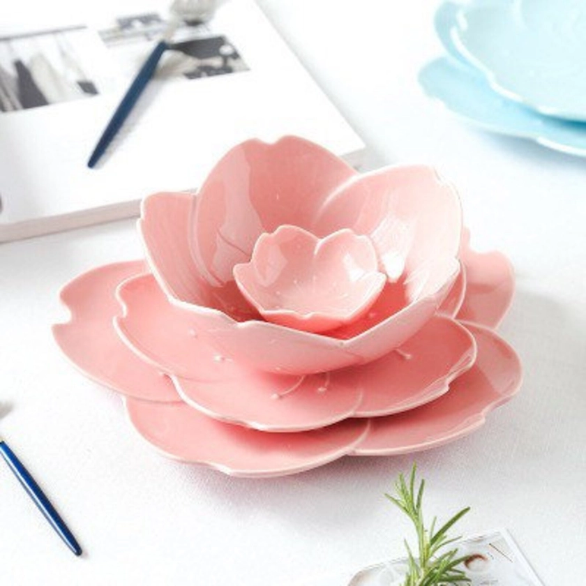 Japonais Sakura Dinner Plate Bowl Cherry Blossom Glaze Ceramic Plate Vaisselle