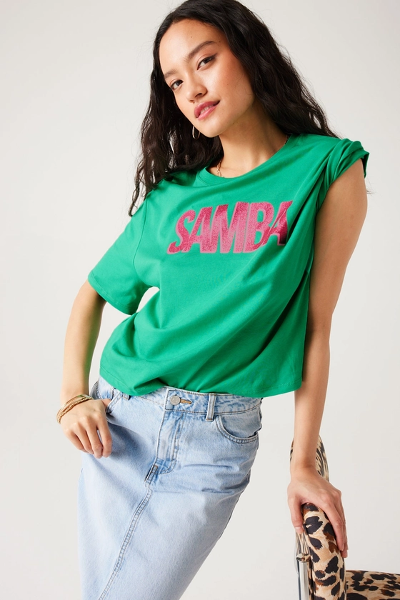 T-shirt à message Femme - Imprimé vert