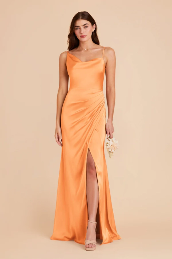 Jennifer Matte Satin Dress - Apricot