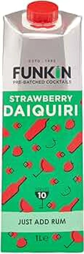 Funkin Strawberry Daiquiri Pre-Made Cocktail Mix 1 Litre (Case of 6) | Cocktail - Just Add Spirits, Perfect For Parties