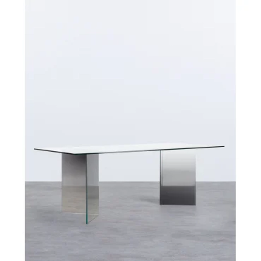 Table de Salle à Manger Rectangulaire en Verre Trempé (210X100 cm) Draua