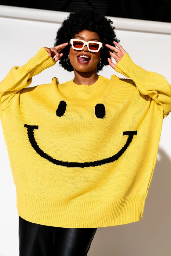 LALA ORIGINAL: Serotonin Smile Oversized Knit in Sunshine Yellow *RESTOCKED*