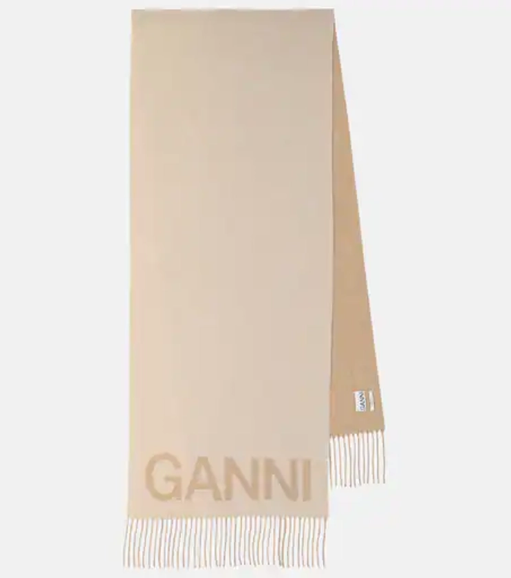 Écharpe en laine à franges en beige – Ganni | Mytheresa