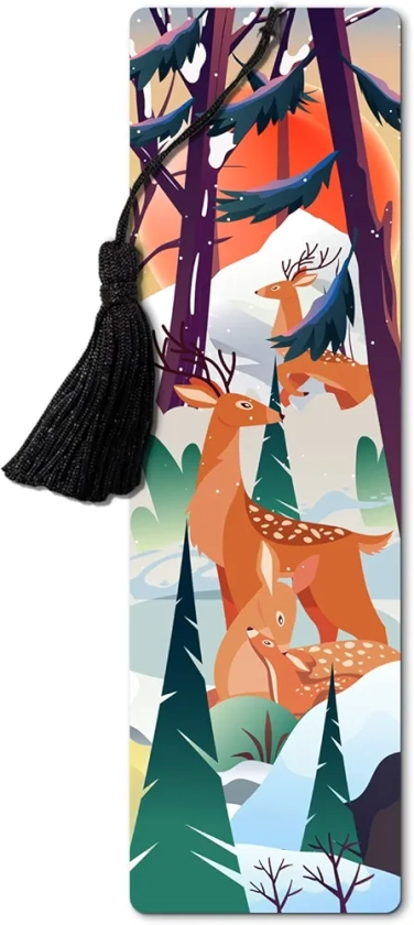 Lentikart 3D Lenticular Bookmark | 2 x 6 in with Tassel | Deer Jungle Nature Theme | Creative Bookmarks for Book Unique Gifts for Book Lovers Bookmarks Aesthetic Gifts : Amazon.in: Office Products