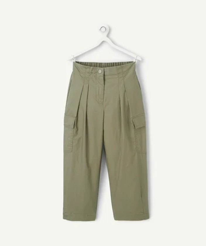 Pantalon parachute fille kaki avec poches cargo - four leaf clover | TAO Kids by Tape à l'œil