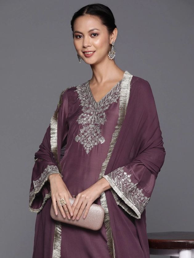 Varanga Ethnic Motifs Embroidered Regular Kurta with Trousers & With Dupatta