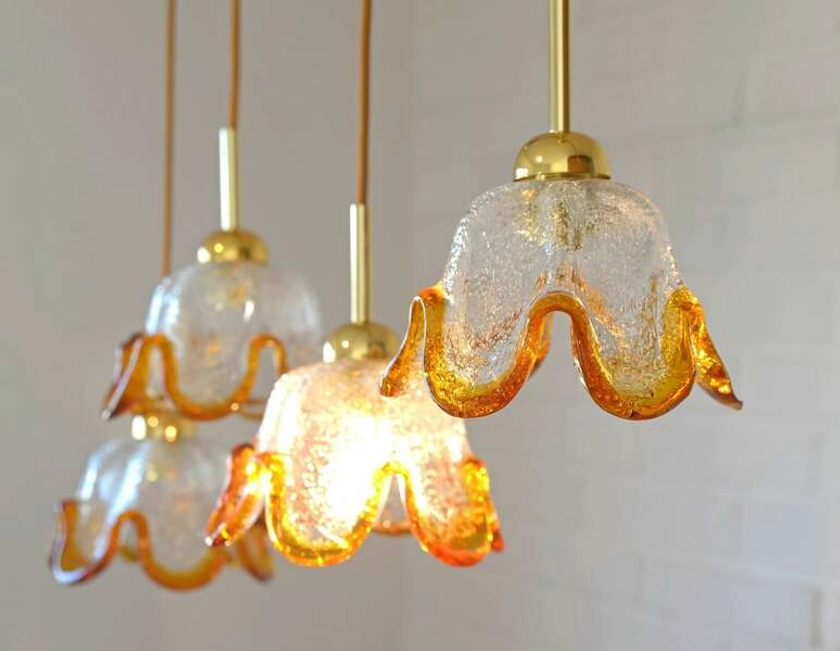 Vintage Hanging Lamp / Set Of 4 / Ceiling Light / Murano Glass / Pendant Lights / Redesign / Light Fixtures | Vinterior