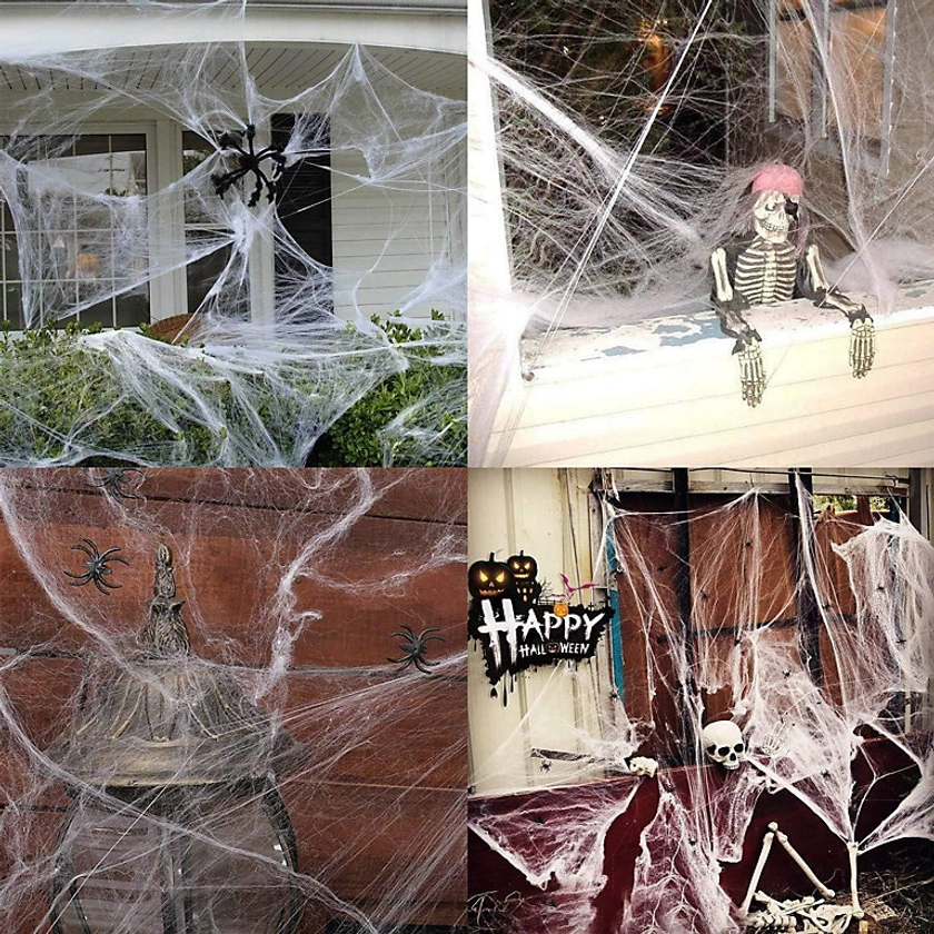 90g HALLOWEEN SPIDER WEB WEBBING 10 SPIDERS COBWEB COB WEBS SCENE DECORATION | DIY at B&Q