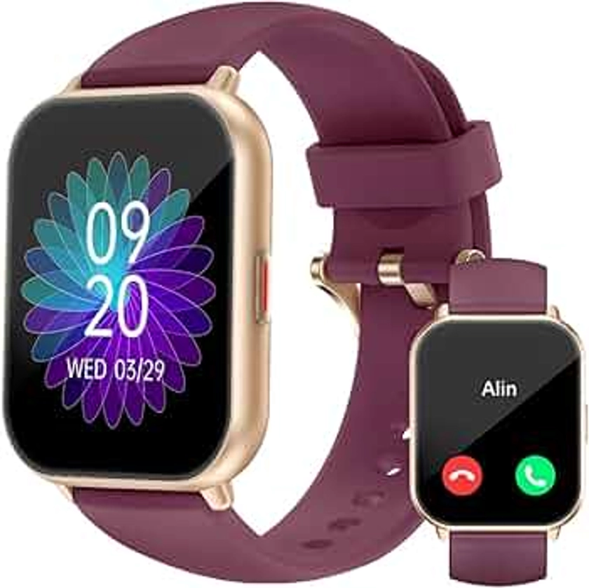 RUIMEN Montre Connectée Femme Appel Bluetooth Plusieurs Modes Sportifs Notifications Intelligentes Surveillance du Cycle Menstruel Contrôle de la Musique Cadran de Montre Personnalisé Violet