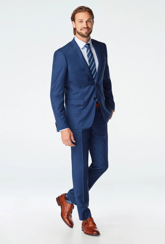 Custom Suits Made For You - Harrogate Glen Check Navy Suit | INDOCHINO