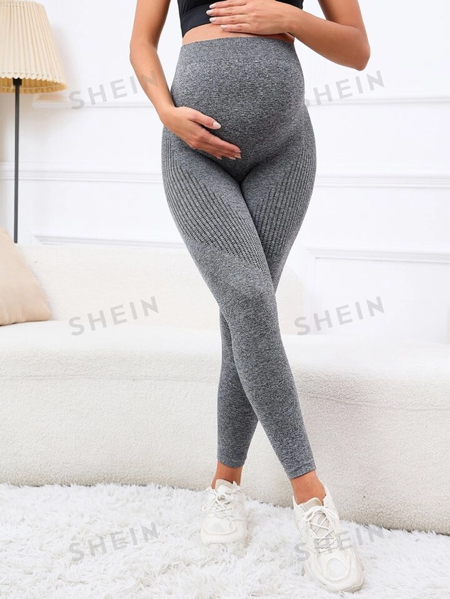 SHEIN Maternity Wide Waistband Belly Support Leggings | SHEIN UK