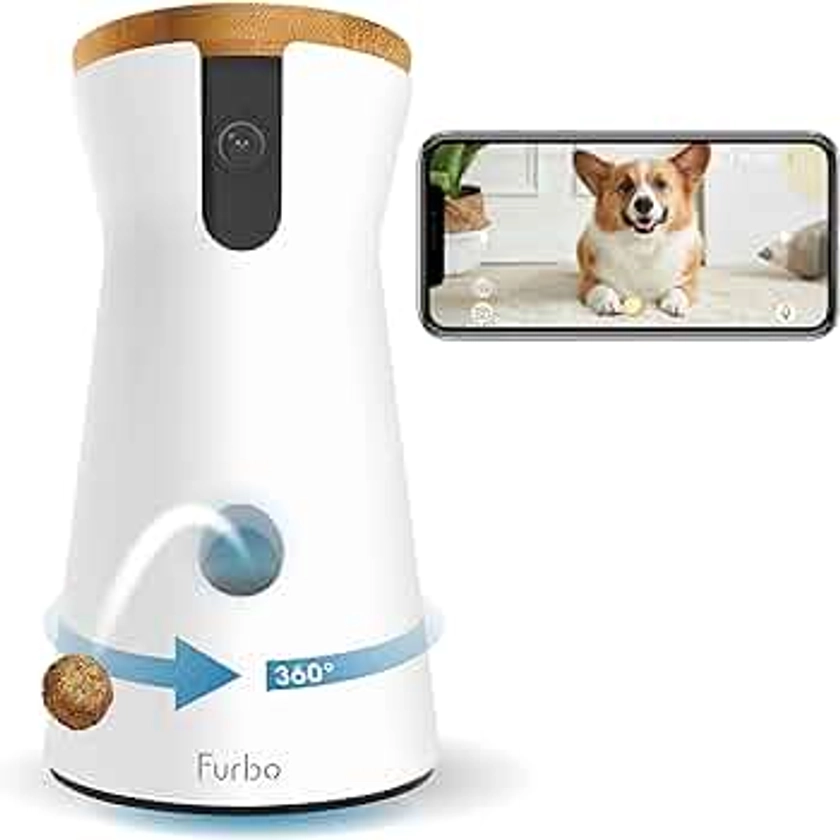 Furbo Caméra pour Chien 360° - [CAMÉRA BASIQUE]: Caméra rotative avec application, vision nocturne, suivi auto, lancer de friandises, alerte aboiement - Tranquillité d'esprit pour tous les pet parents