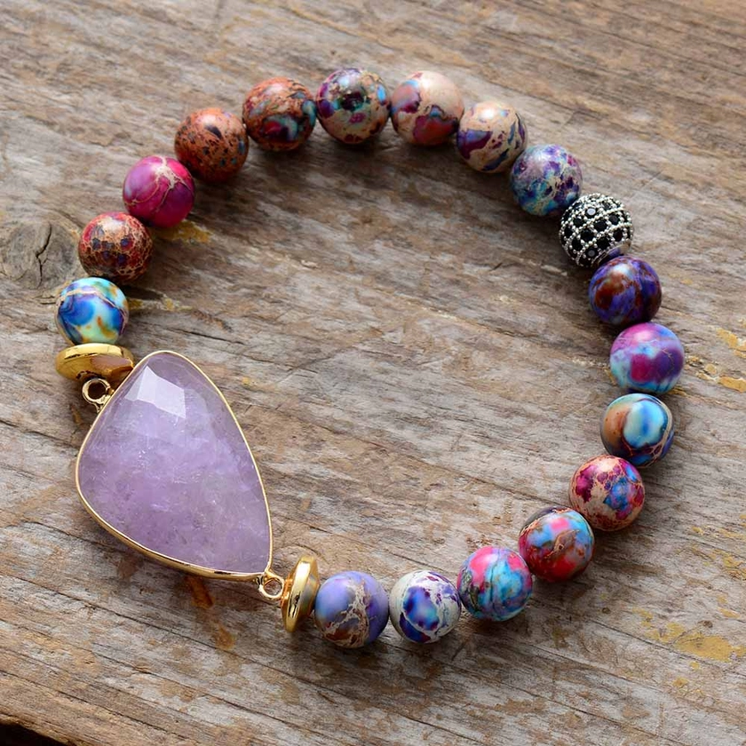 Boho-Chic Amethyst Bead Bracelet