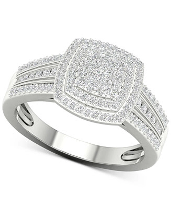 Macy's Diamond Cluster Ring (1/2 ct. t.w.) in Sterling Silver - Macy's