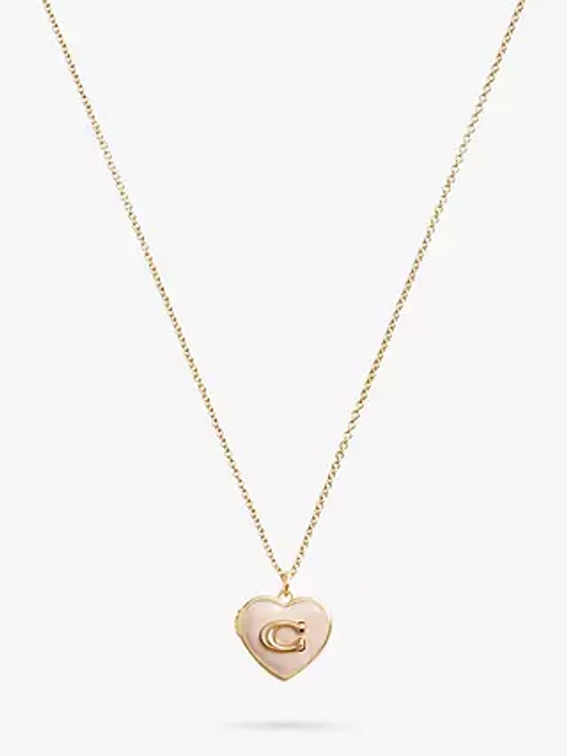 Coach Enamel and Crystal Heart Locket Necklace