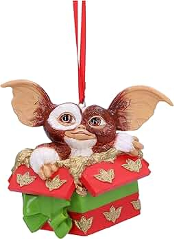 Nemesis Now Gremlins Gizmo - Ornamento da appendere in resina, 10 cm, con licenza ufficiale Gremlins, decorazione natalizia Gremlins, in resina verniciata a mano