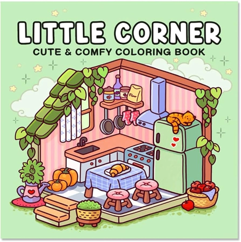 Little Corner Coloring Book - Cute Designs of Cozy, Spaces for Adults and Teens Relaxation, Cute Book for Relaxation, Cute Illustrations for Adults and Teens