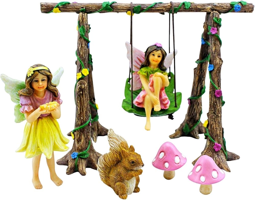 PRETMANNS Fairies for Fairy Gardens - Fairy Garden Accessories, Fairy Garden Ornaments - Adorable Garden Fairies for Garden & Fairy Swing Set, Fairy Garden Kit - 6 Pieces : Amazon.co.uk: Garden