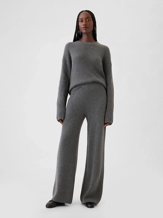 CashSoft Shaker-Stitch Sweater Pants