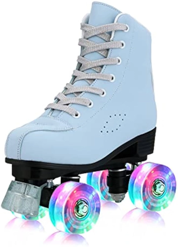 YYW Roller Skates for Women Men, High Top PU Leather Classic Double-Row Roller Skates, Indoor Outdoor Roller Skates for Beginner a Shoes Bag