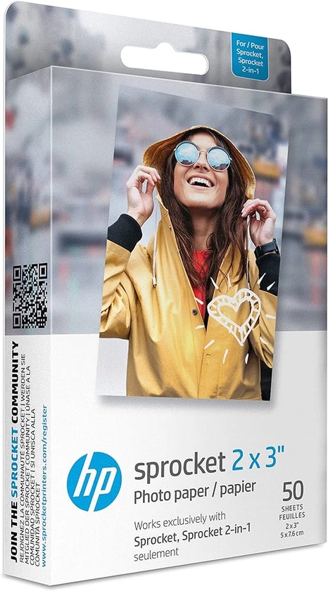 HP 2x3" Premium Zink Photo Paper (50 Sheets) Compatible with Sprocket Portable Photo Printer
