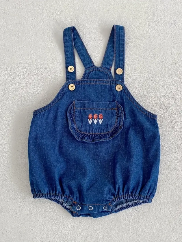 Baby' Embroidery Pocket Patched Denim Triangle - Temu Australia