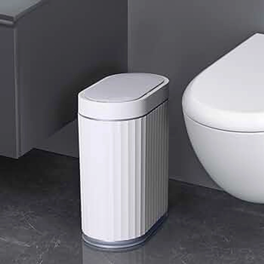 ELPHECO Bathroom Motion Sensor Trash can 2 Gallon Automatic Garbage Can, 9 L Slim Plastic Smart Trash Can with Lid, Commercial Intelligent Trash Bin for Bedroom, Bathroom, Kitchen, Office, Grey