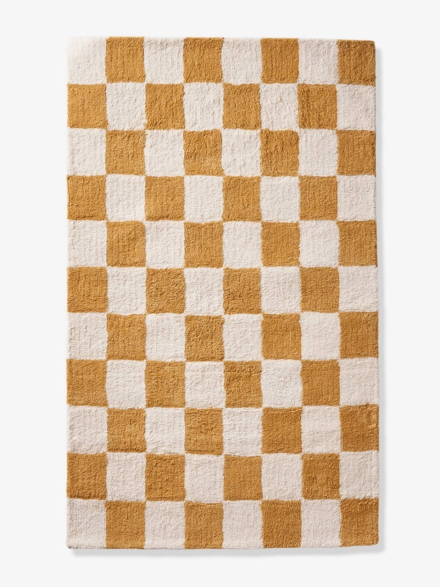 Tapis rectangle XL damier ACHILLE beige - Vertbaudet