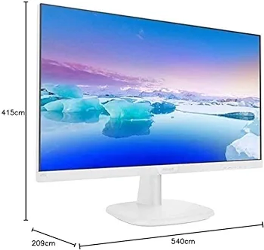 Philips 1920 x 1080 Pixels Full HD LED Computer Monitor, White, 23.8 Inch Size