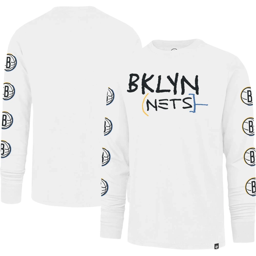 Men's Brooklyn Nets '47 White City Edition Downtown Franklin Long Sleeve T-Shirt