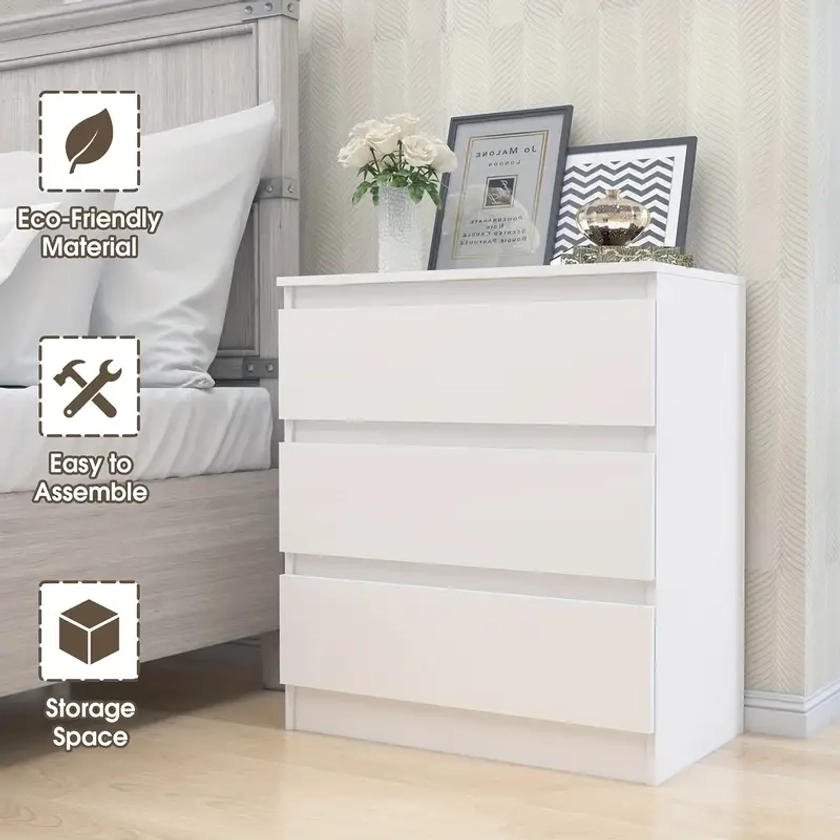 White Bedside Drawers Modern Wooden - Temu Australia