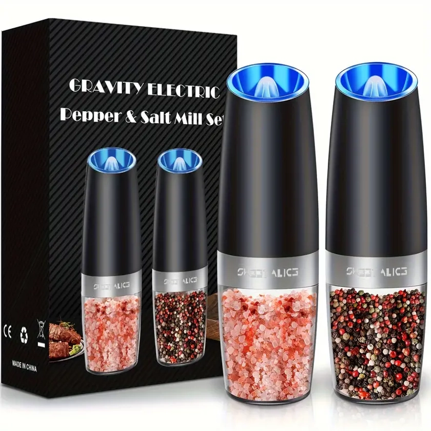 Gravity Electric Pepper Salt Grinder Set Stainless Steel - Temu