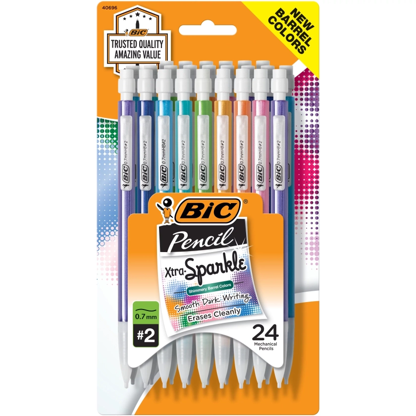 BIC Xtra-Sparkle No. 2 Mechanical Pencils, Medium Point (0.7mm), 24 Count