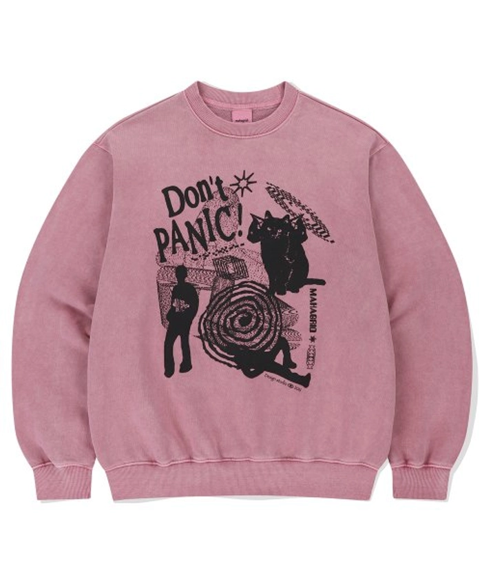 MUSINSA | MAHAGRID DON'T PANIC PIGMENT SWEATSHIRT PINK(MG2DSMM441A)