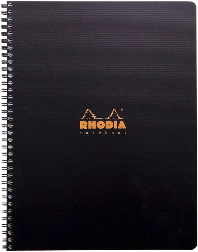 RHODIA 119900C - Cahier à Spirale (Reliure Intégrale) Noir - A4+ 22,5 x 29,7 cm - Petits Carreaux - 160 pages Détachables Perf. 4 Trous - Papier Clairefontaine 90 g/m² - Couverture Polypro