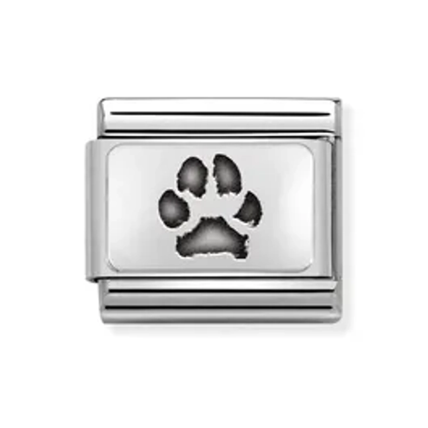 Classic Silver Paw Print Engraving Charm