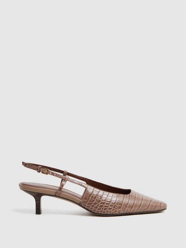 Reiss Jade Leather Slingback Heels - REISS