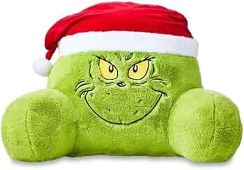 Grinch Reading Pillow for Bed, 40cm Christmas Cuddle Cushion Grinch Gifts for Adults Kids, Grinch Lumbar Support Pillow Headboard Backrest Pillow with Arms, Back Support Pillows for Home Couch