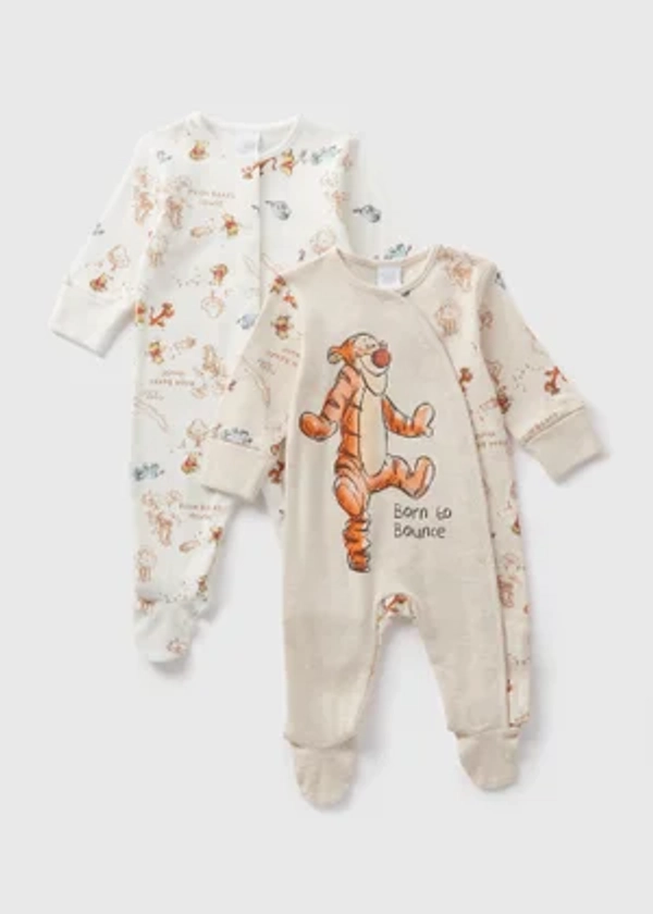 Winnie The Pooh 2 Pack Baby Oatmeal Tigger Sleepsuits (Newborn-18mths)