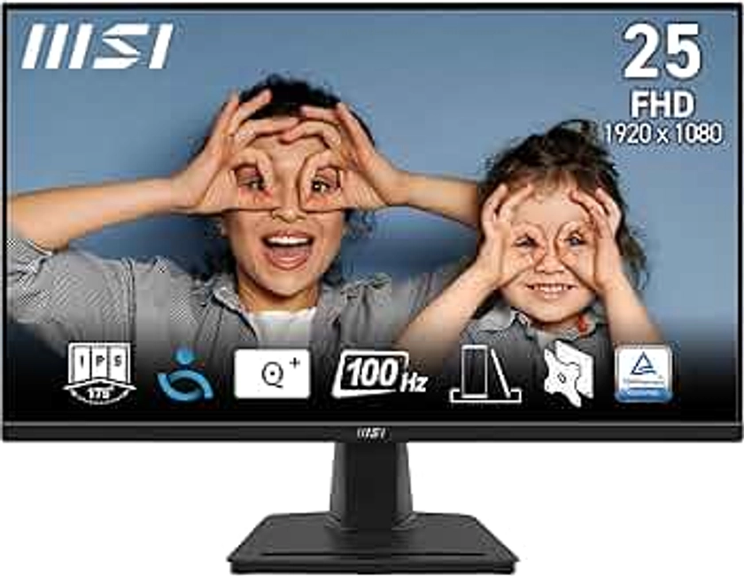 MSI Pro MP252 écran bureautique Full HD 24,5" - Dalle IPS 1920 x 1080, 100 Hz, écran respectueux des Yeux, Haut-parleurs intégrés, réglable en Inclinaison - HDMI 2.0b, DisplayPort 1.4a