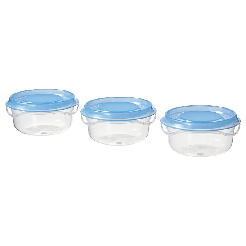 PRUTA Food container - transparent/blue 2 oz