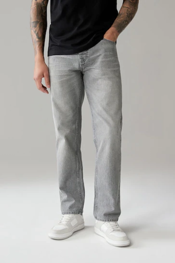 Buy Grey Straight 100% Cotton Authentic Jeans from the Next UK online shop