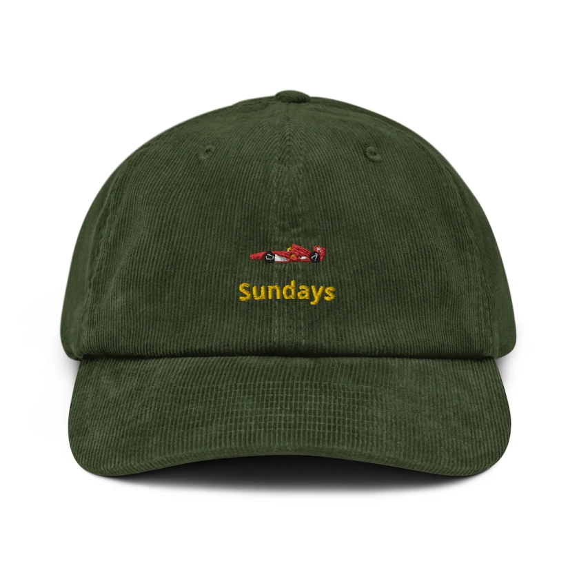 Embroided F1 Ferrari Sundays Hat Handmade Corduroy Cap - Etsy Australia