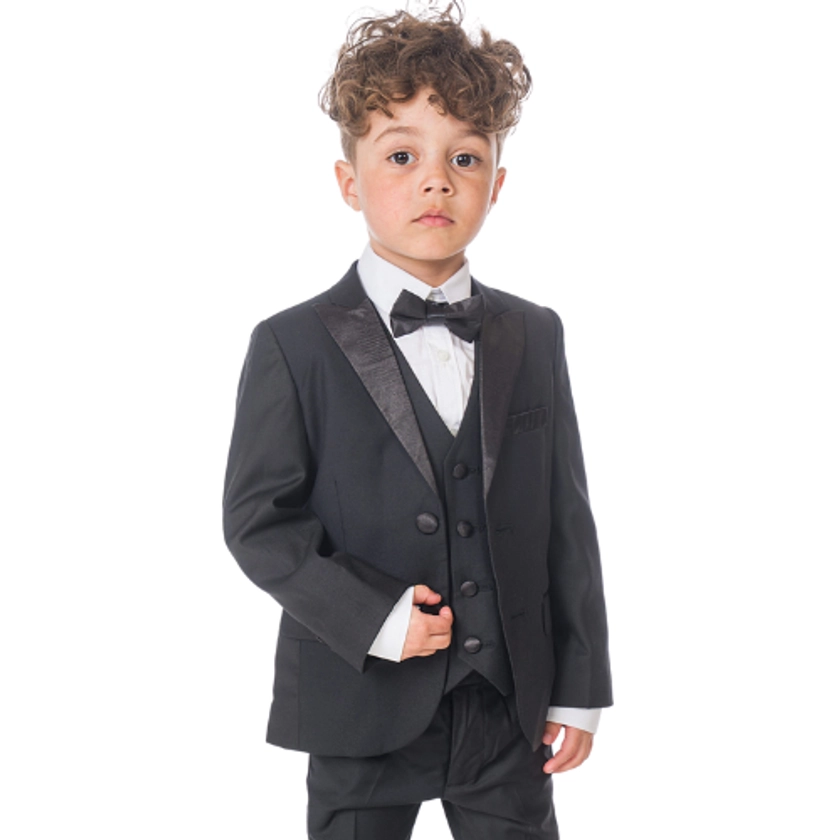 Baby Boys 5 Piece Black Tuxedo Suit Milano Mayfair – Occasionwear for Kids