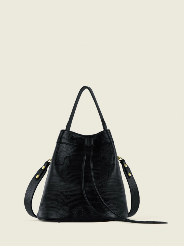 Capucine 1960 Noir de Jais - sac seau en cuir noir pour femme | PAUL MARIUS