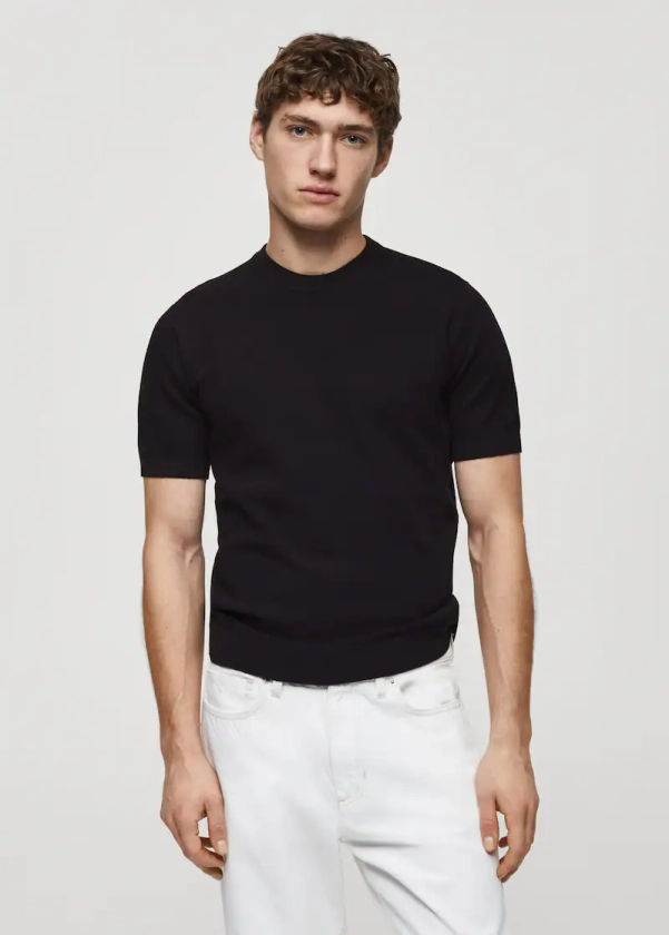T-shirt maille coton structuré - Homme | Mango Man France