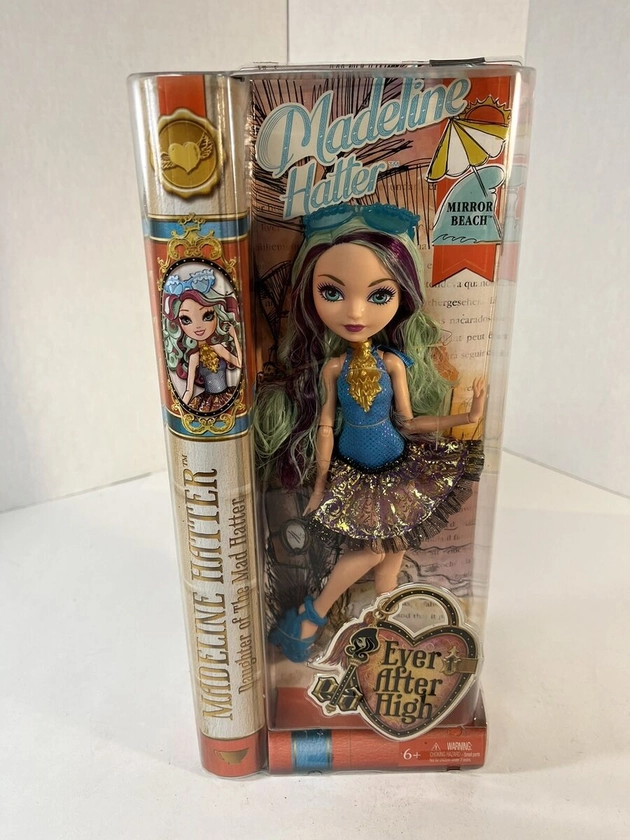 Madeline Hatter Doll Ever After High Mirror Beach 2014 Retired New In Box